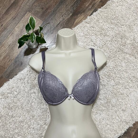 Adore Me 36C Romantic Elegant Purple Lace Underwire Push Up Plunge Abela Bra - Picture 1 of 8